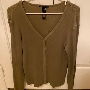 Gap Ribbed V Neck Cardigan Style Top